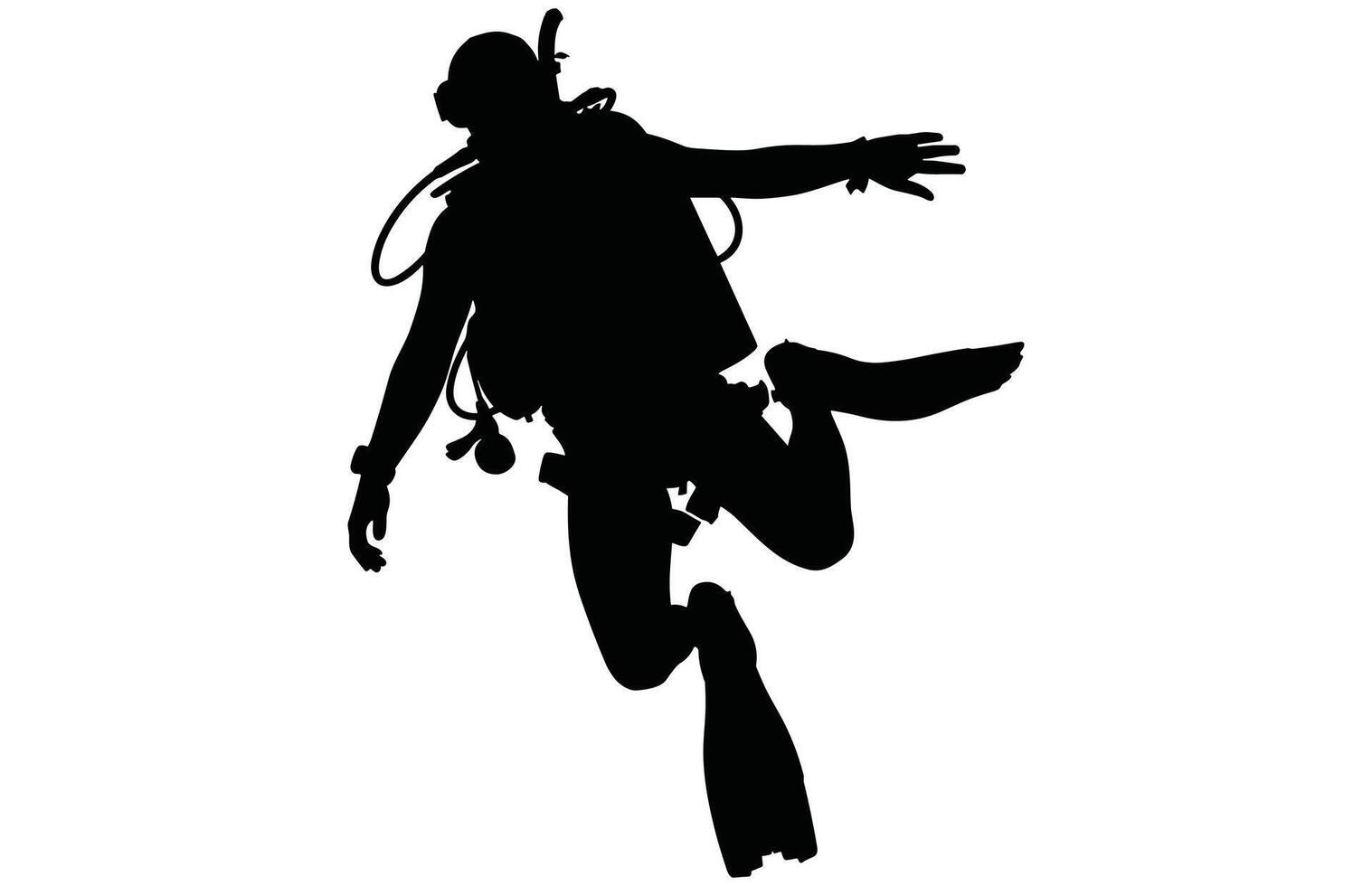 Diver Silhouette - Underwater Adventure Stock Art vector