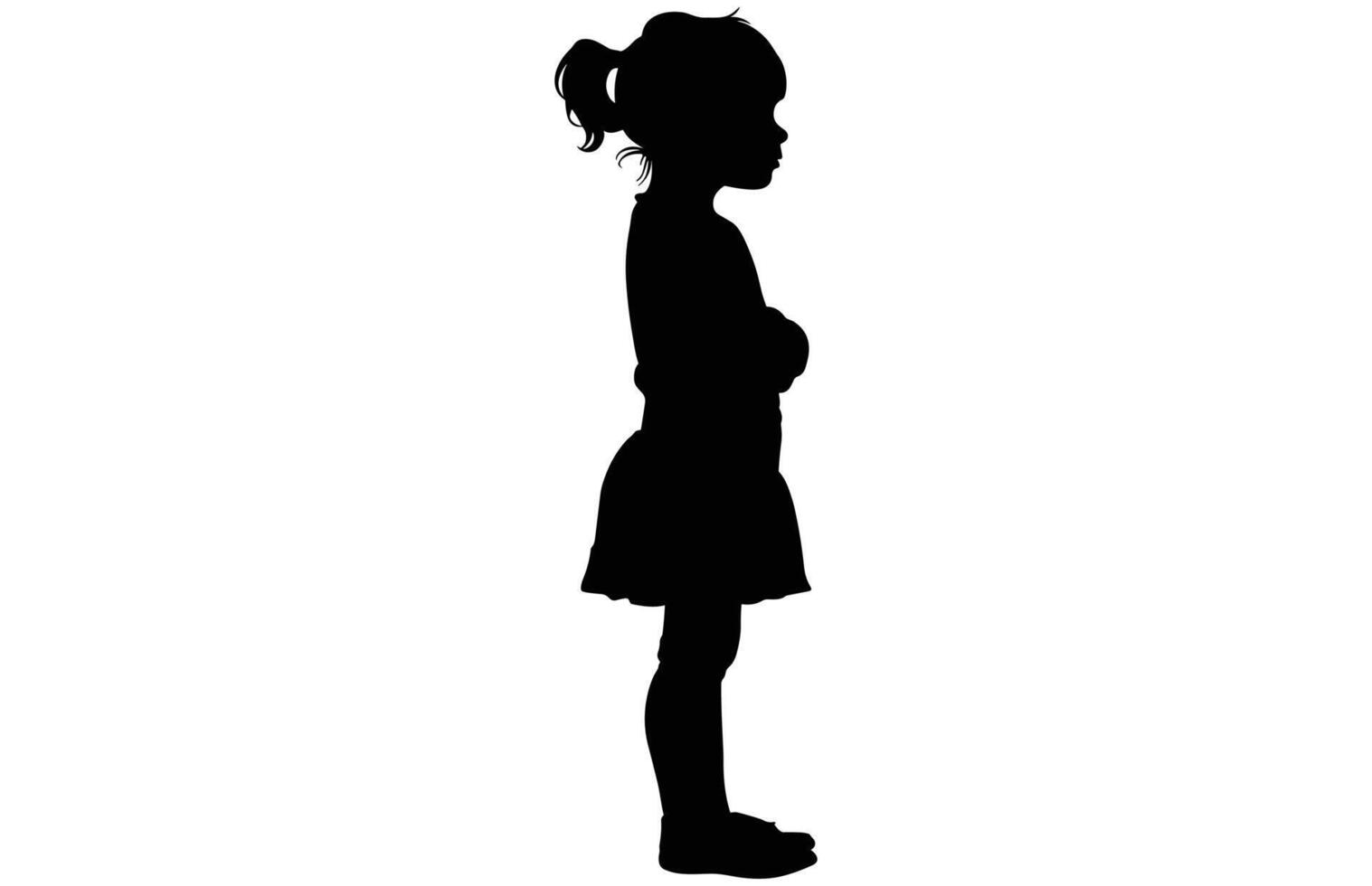 Cute Little Girl - Sweet Child Silhouette Stock Art vector