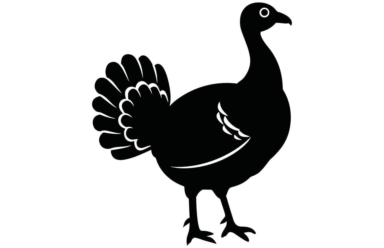 Cute Turkey Silhouette - Whimsical Farm Animal Stock Design vector