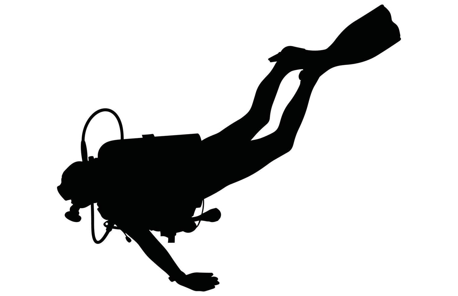 Diver Silhouette - Deep Sea Diving Pose Art vector