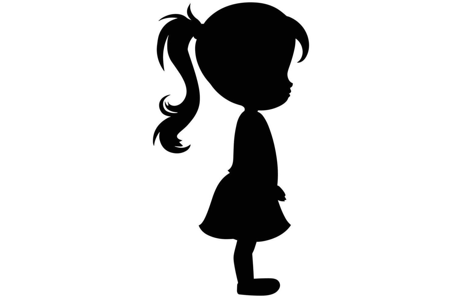 Cute Little Girl - Happy Girl Outline Illustration vector