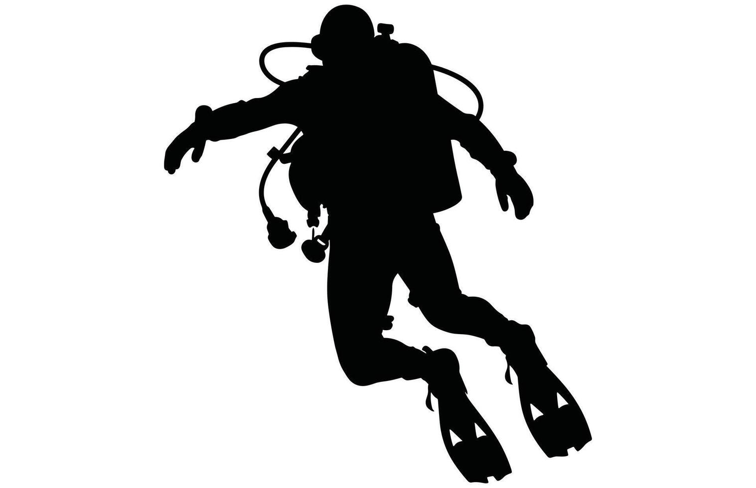 Diver Silhouette - Subaquatic Explorer Stock Illustration vector