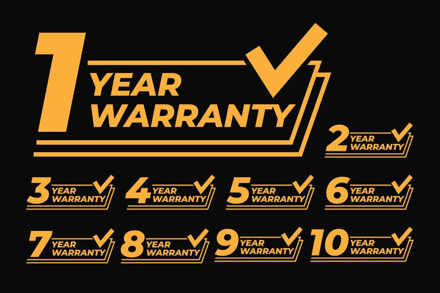years warranty product complete set vector