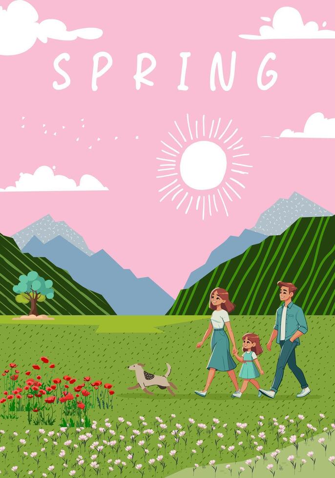 Nature and landscape, contemporary artistic poster. vector