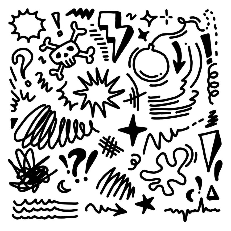 Doodle sketch style of Swearing icons cartoon hand drawn illustration for concept design. vector