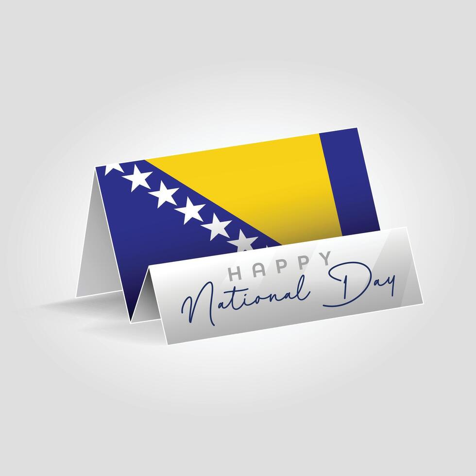 Bosnia and Herzegovina country paper flag standing on the ground. Happy national day flag design. vector