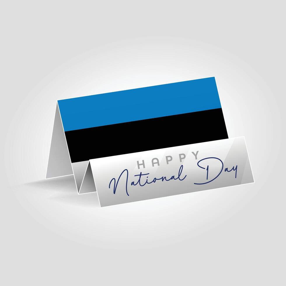 Estonia country paper flag standing on the ground. Happy national day flag design. vector