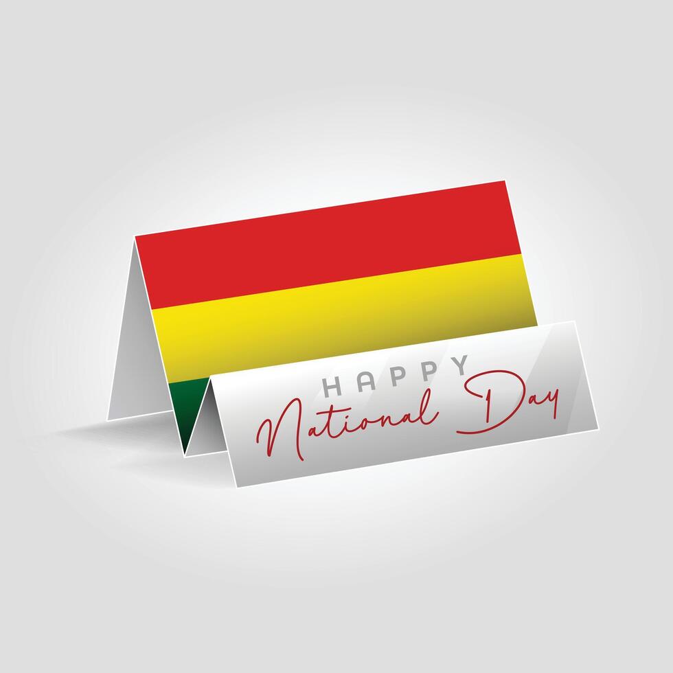 Bolivia country paper flag standing on the ground. Happy national day flag design. vector
