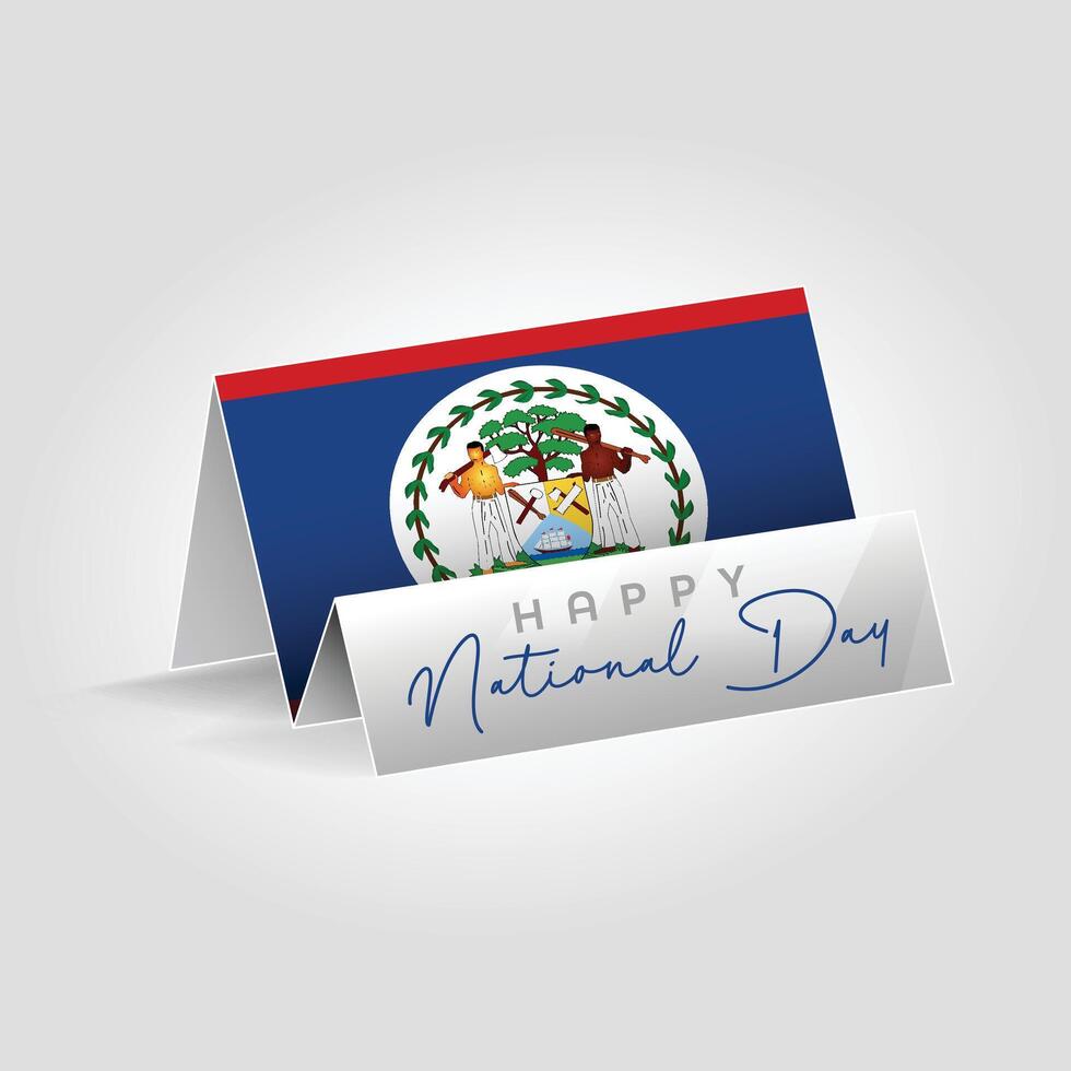 Belize country paper flag standing on the ground. Happy national day flag design. vector