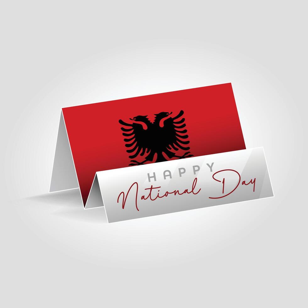 Albania country paper flag standing on the ground. Happy national day flag design. vector