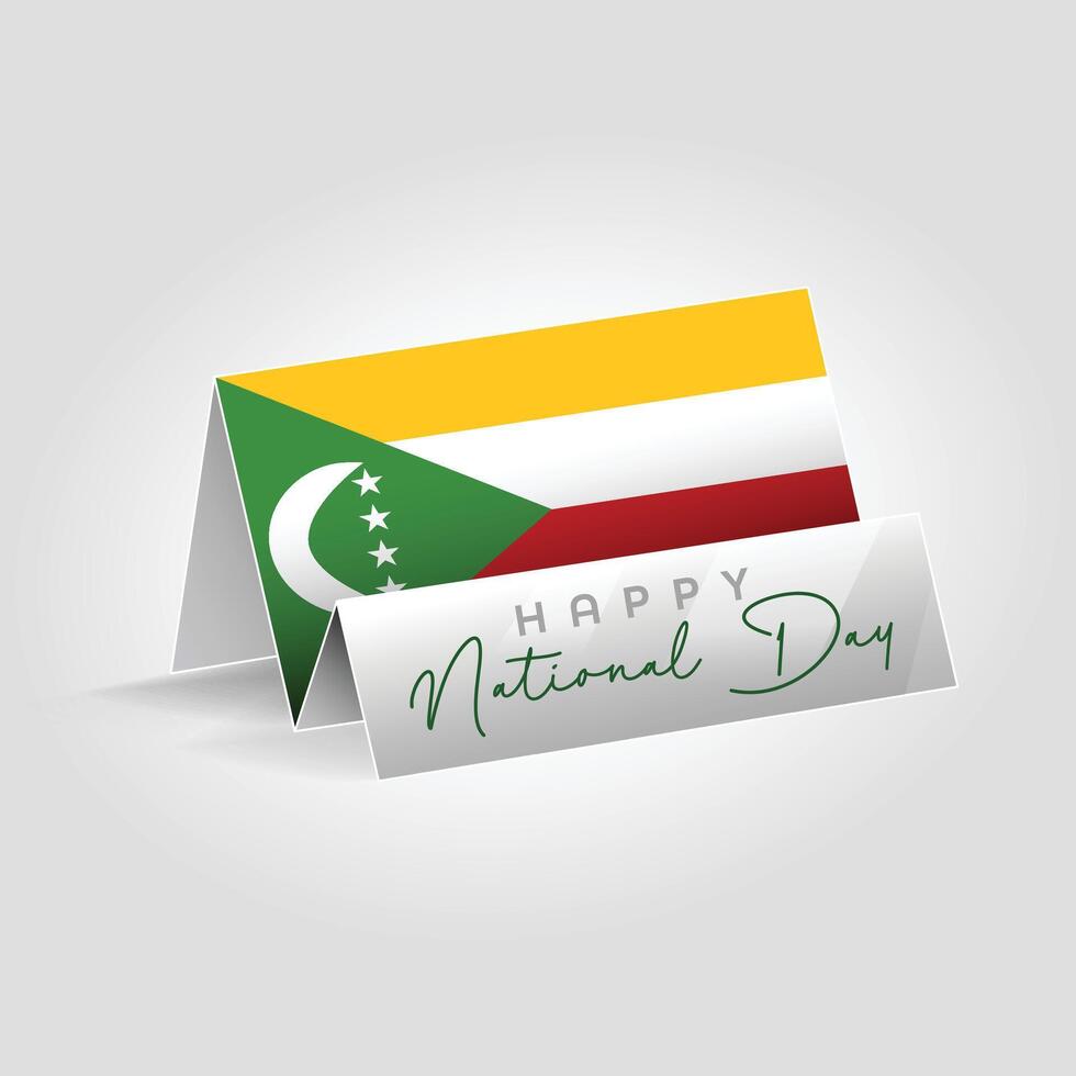 Comoros country paper flag standing on the ground. Happy national day flag design. vector