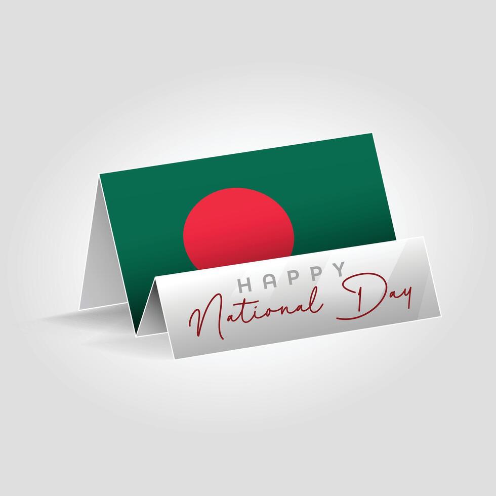 Bangladesh country paper flag standing on the ground. Happy national day flag design. vector