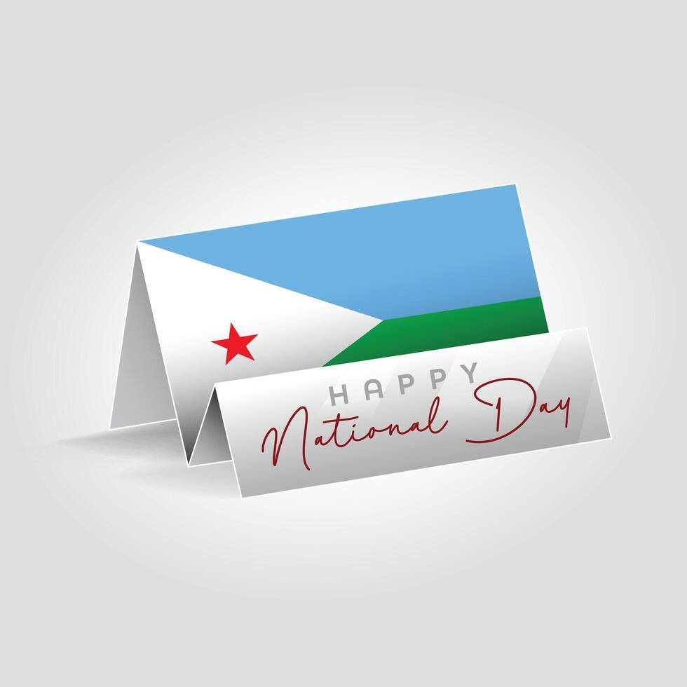 Djibouti country paper flag standing on the ground. Happy national day flag design. vector