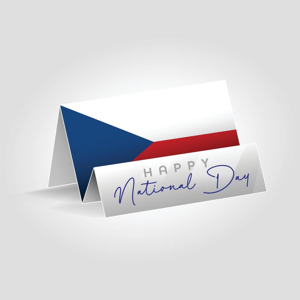 Czechia country paper flag standing on the ground. Happy national day flag design. vector