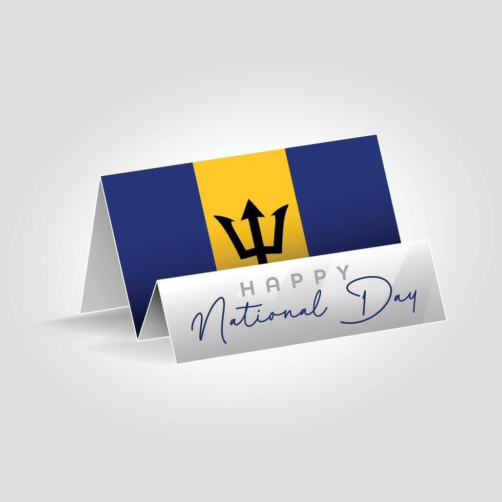 BARBADOS country paper flag standing on the ground. Happy national day flag design. vector
