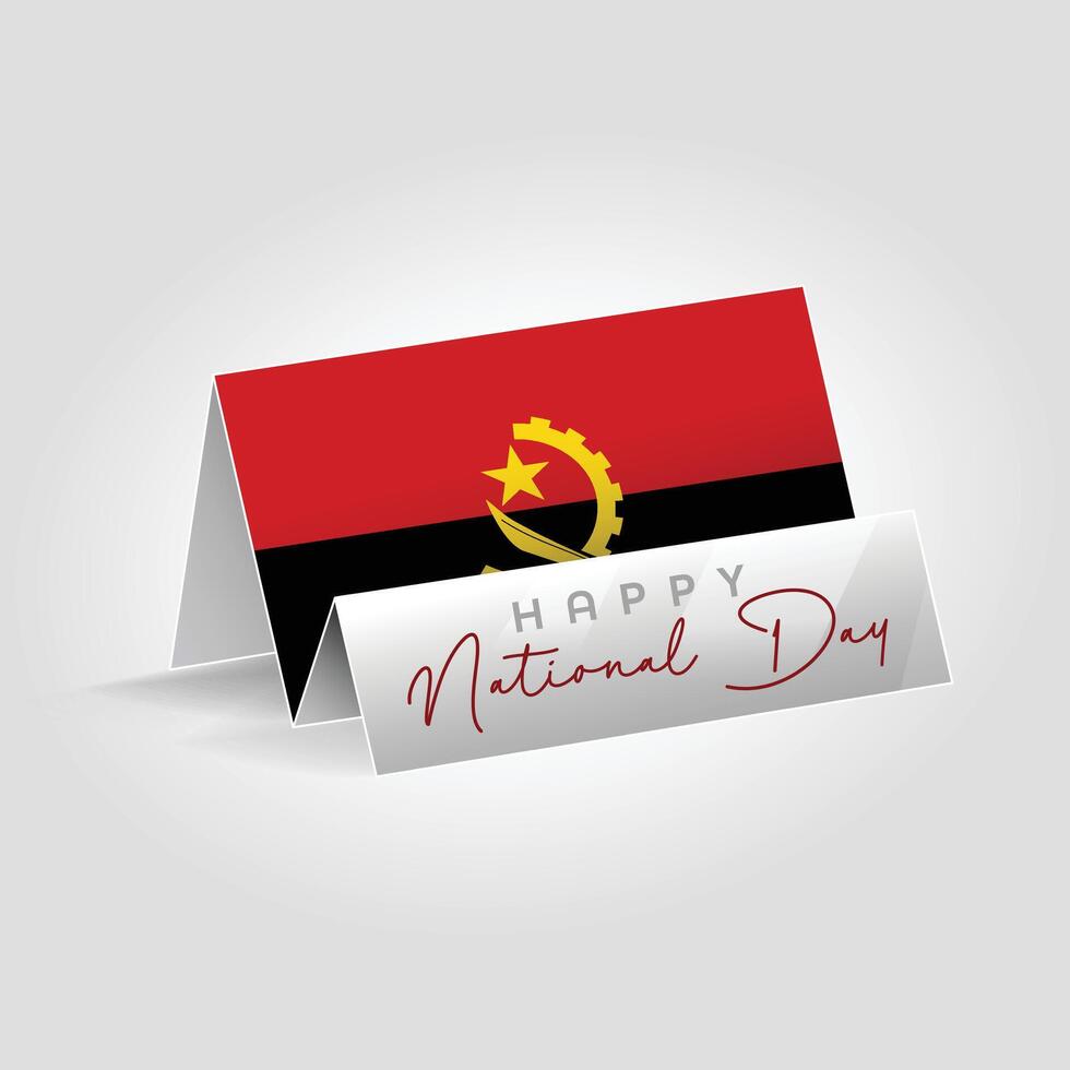 Angola country paper flag standing on the ground. Happy national day flag design. vector