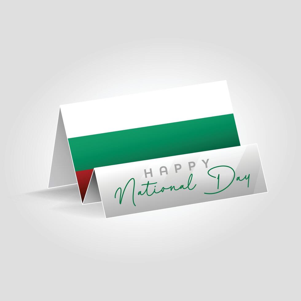 Bulgaria country paper flag standing on the ground. Happy national day flag design. vector