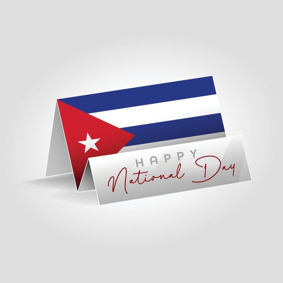 Cuba country paper flag standing on the ground. Happy national day flag design. vector