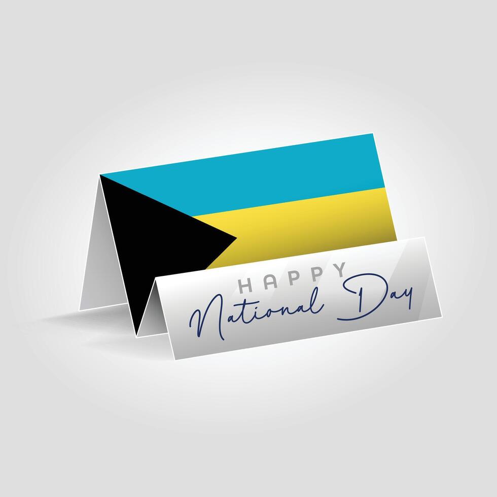 The Bahamas country paper flag standing on the ground. Happy national day flag design. vector