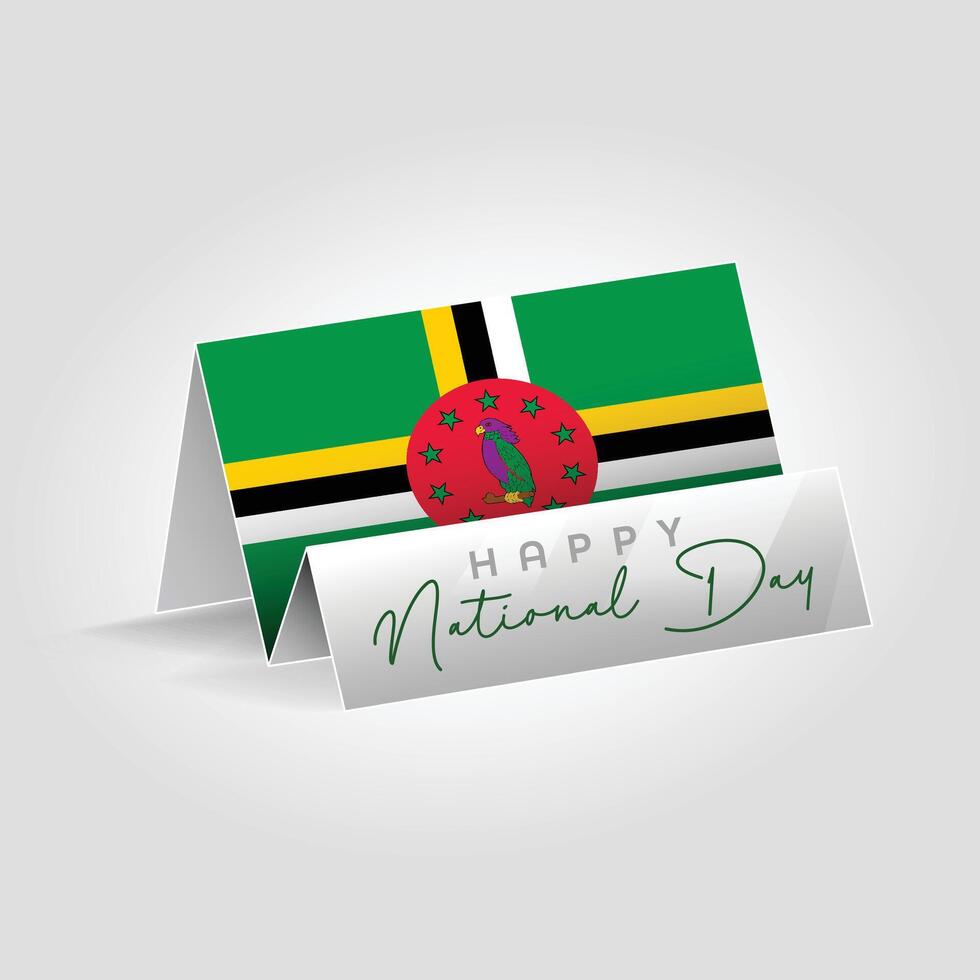 Dominica country paper flag standing on the ground. Happy national day flag design. vector