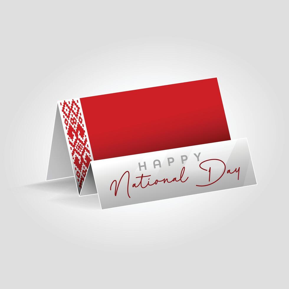 Belarus country paper flag standing on the ground. Happy national day flag design. vector