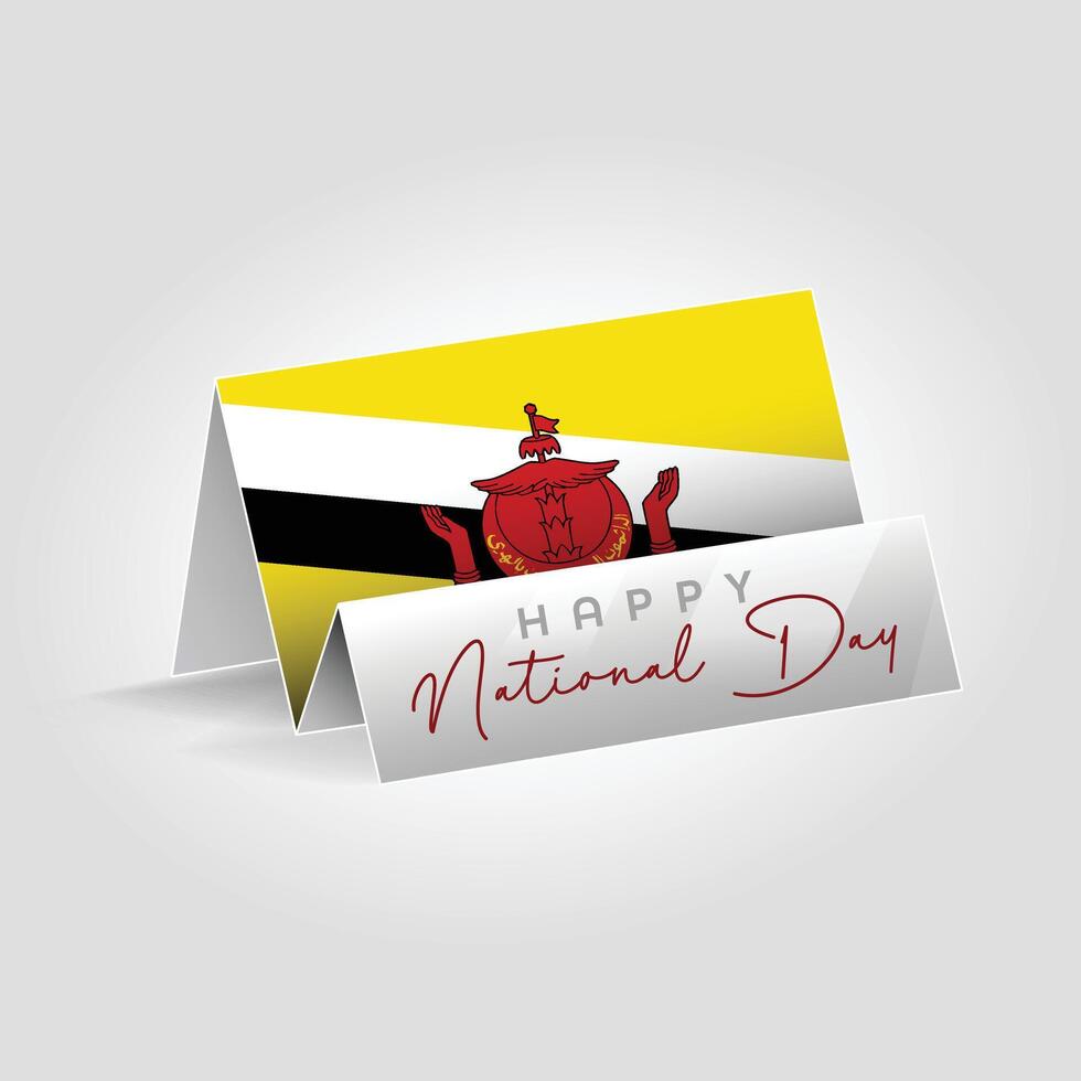 Brunei country paper flag standing on the ground. Happy national day flag design. vector