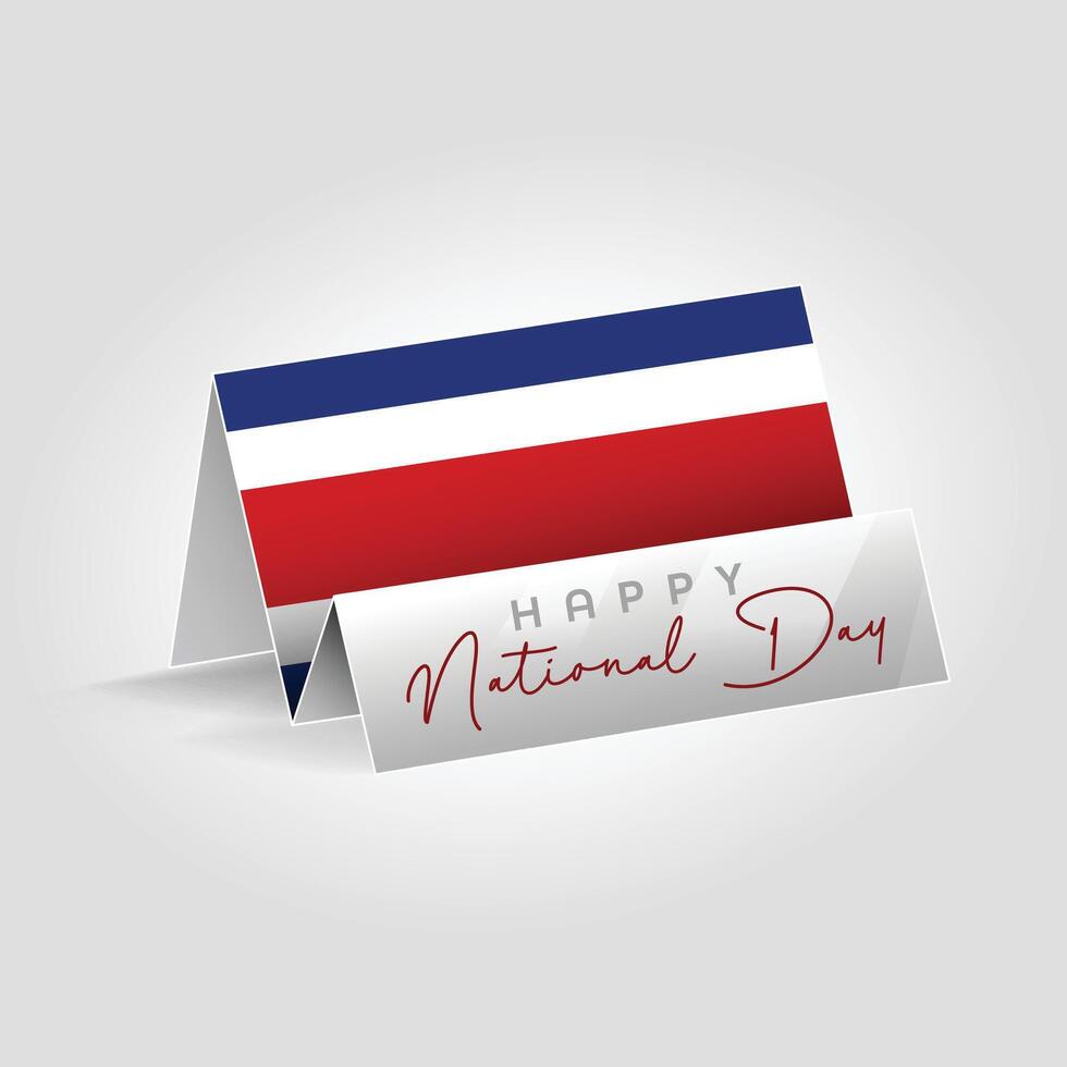 Costa Rica country paper flag standing on the ground. Happy national day flag design. vector