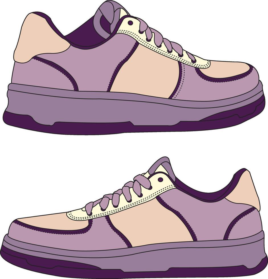 Shoes isolated flat design shoes cartoon design, shoes fashion illustration full color, sneakers set vector