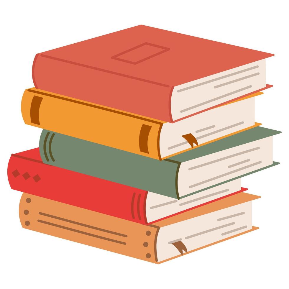 Cute stack of books to read.World Book Day.Simple funny cartoon clipart isolated on white vector