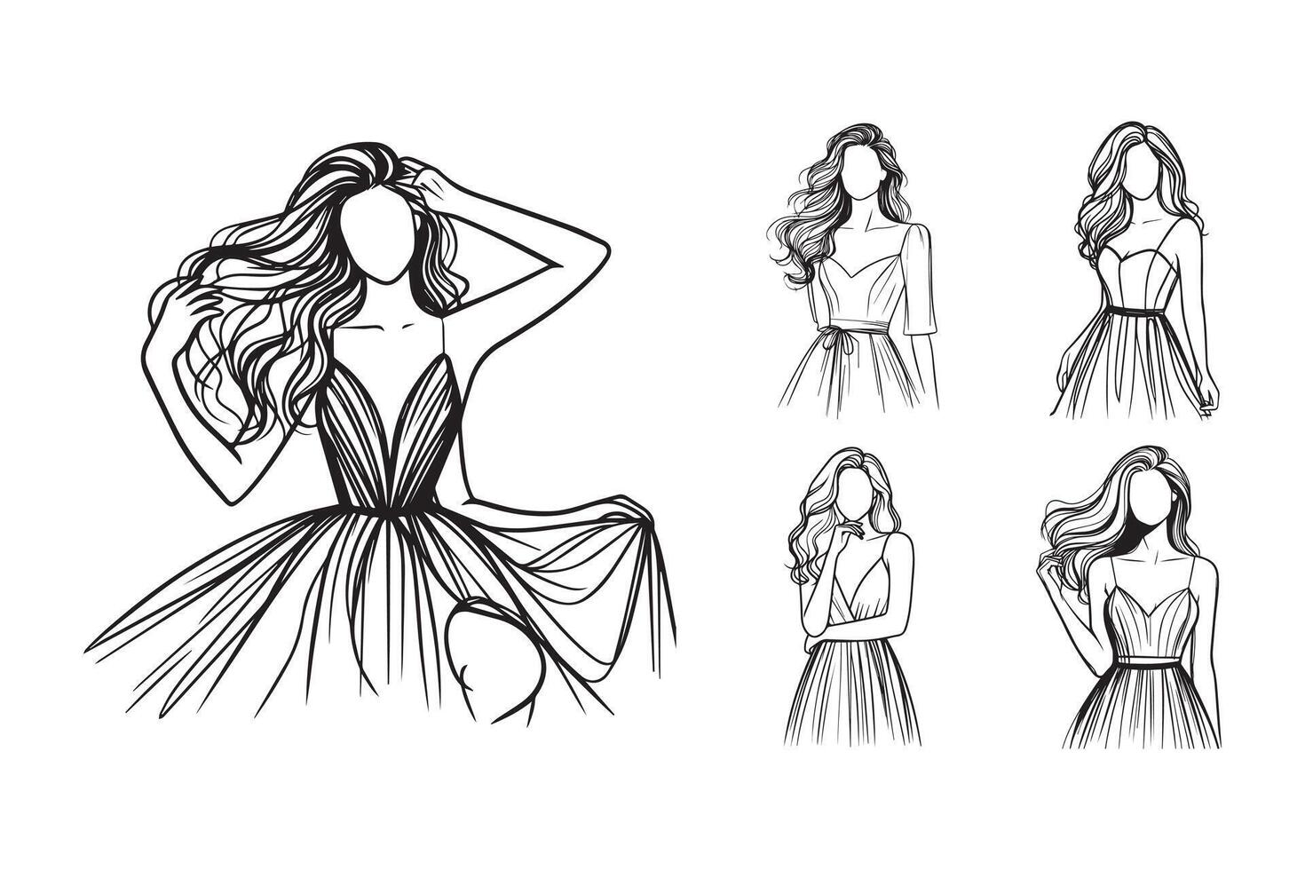 Illustration highlighting the beauty of women in elegant dresses vector