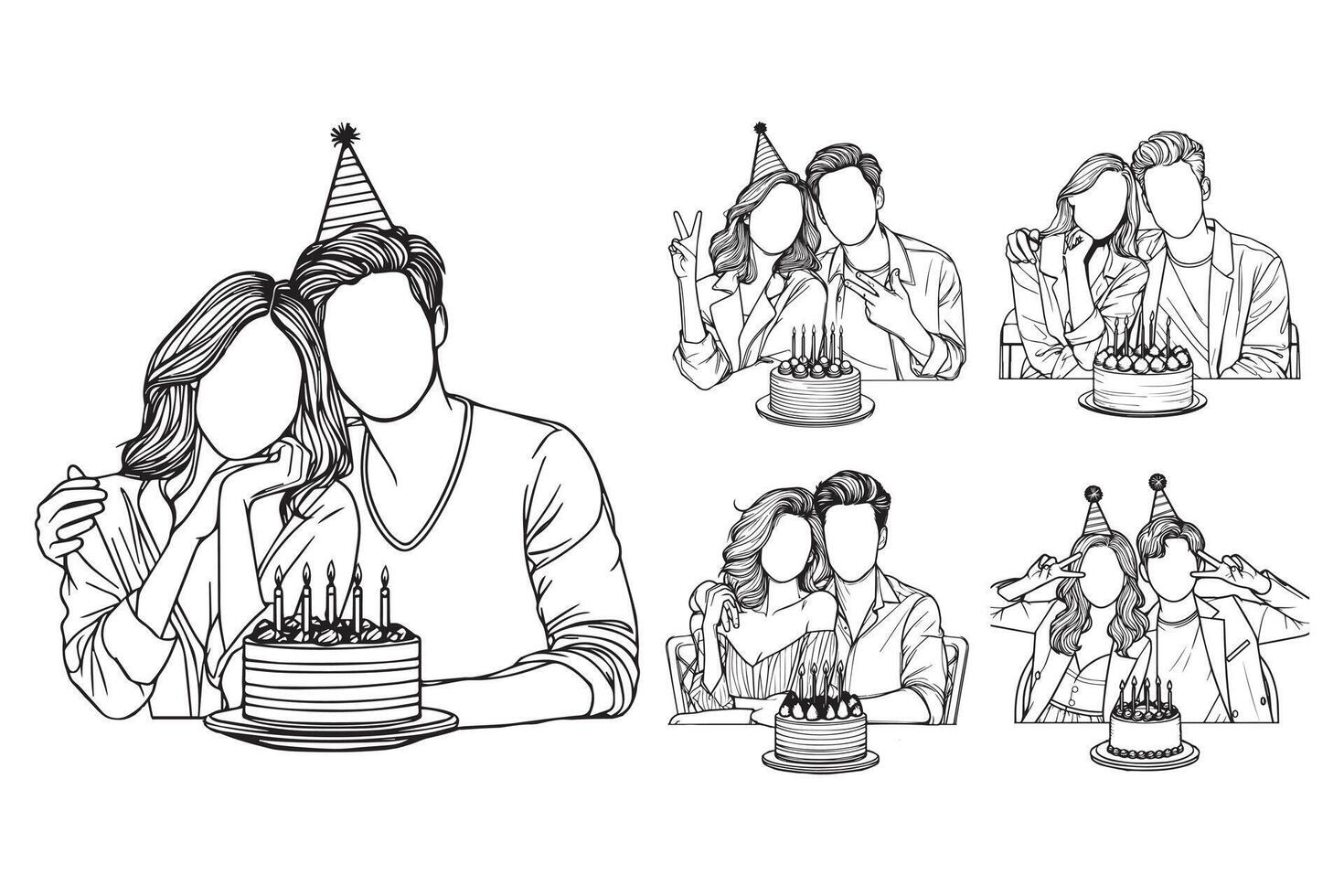 Joyful pose of a couple depicted during a birthday celebration vector