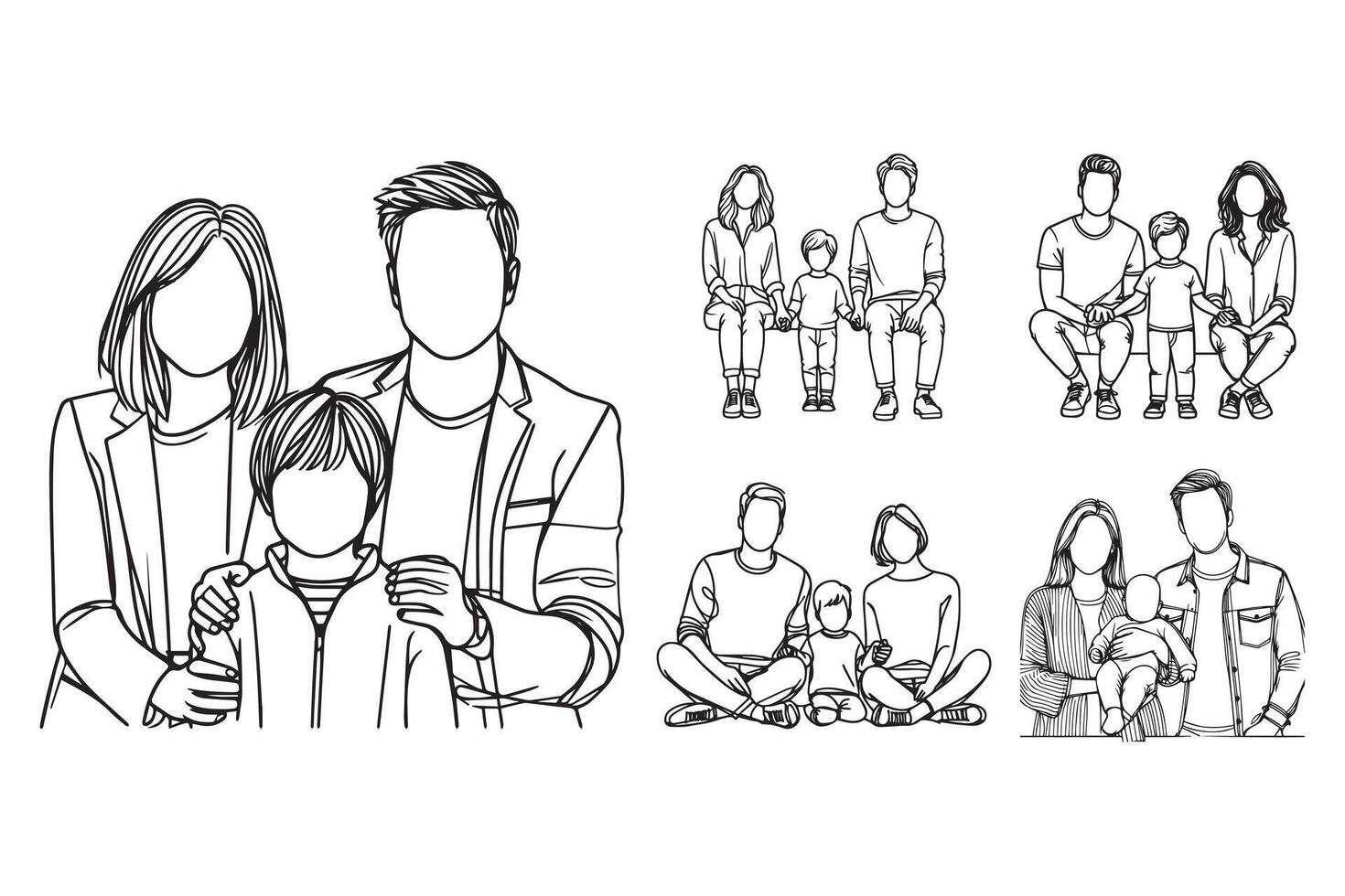Line art photo showcasing a happy family enjoying time together vector