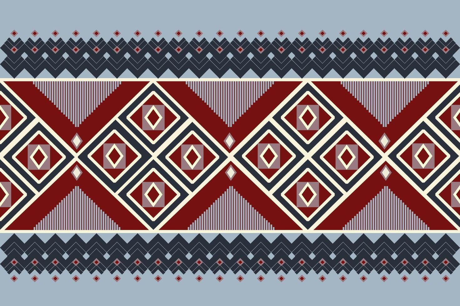 Ethnic boho seamless pattern, blue and red, weaving, traditional ornament, tribal pattern, folk motif. can be used for wallpaper, textile, invitation card, wrapping, web page background. vector