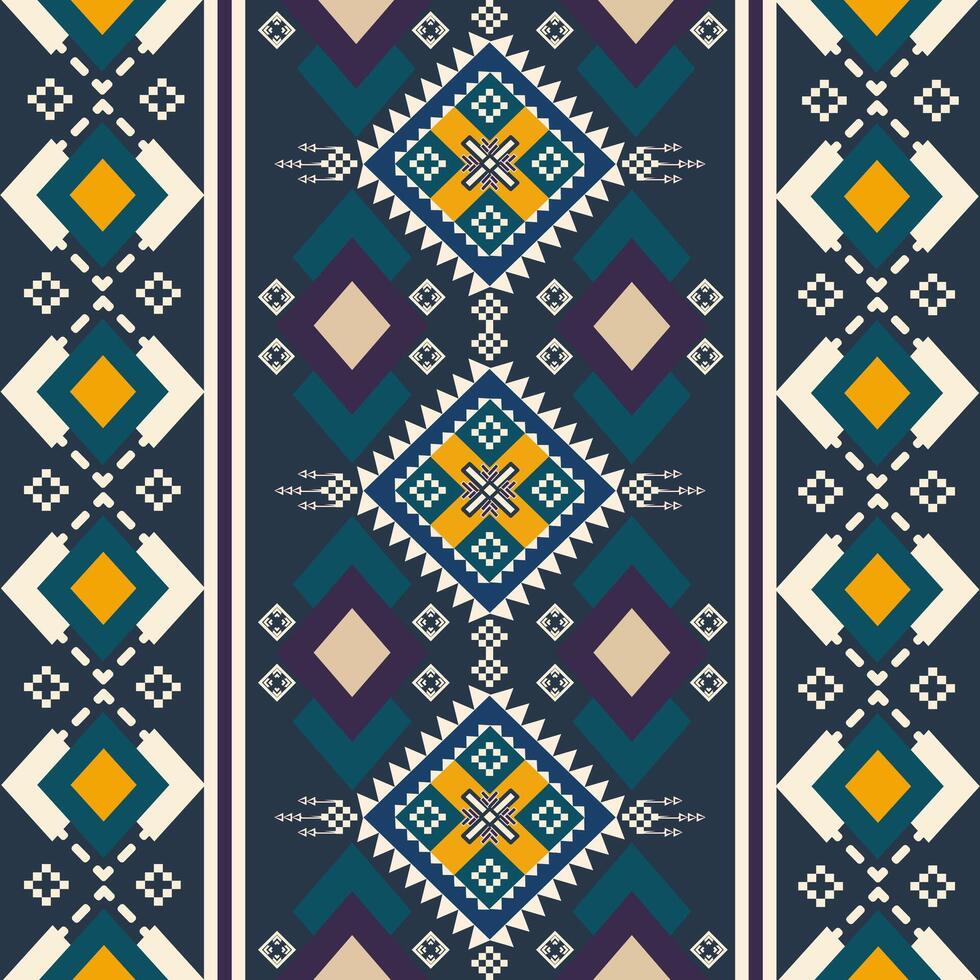 seamless pattern, navajo, tribal, native american styles, geometric shapes, deep green and yellow vector