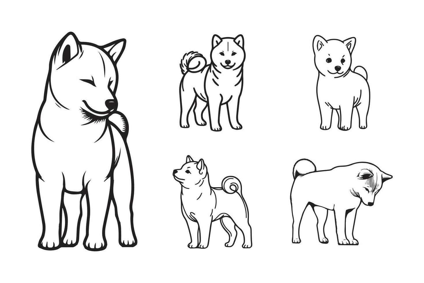 Hand-drawn depiction of an iconic Shiba dog in pose vector