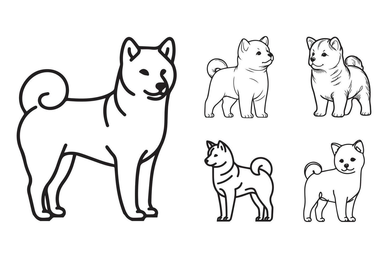 Line art of a cute Shiba Inu in a standing pose vector