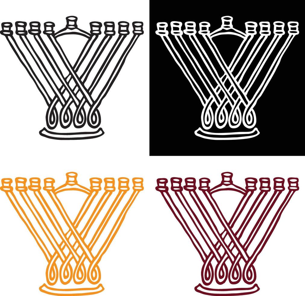 Hanukkiah Silhouette, Simple Doodle Style Icon vector