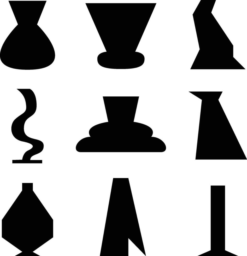 Vases Icon Set. Simple Abstract Symbols of Various Shapes in Black vector