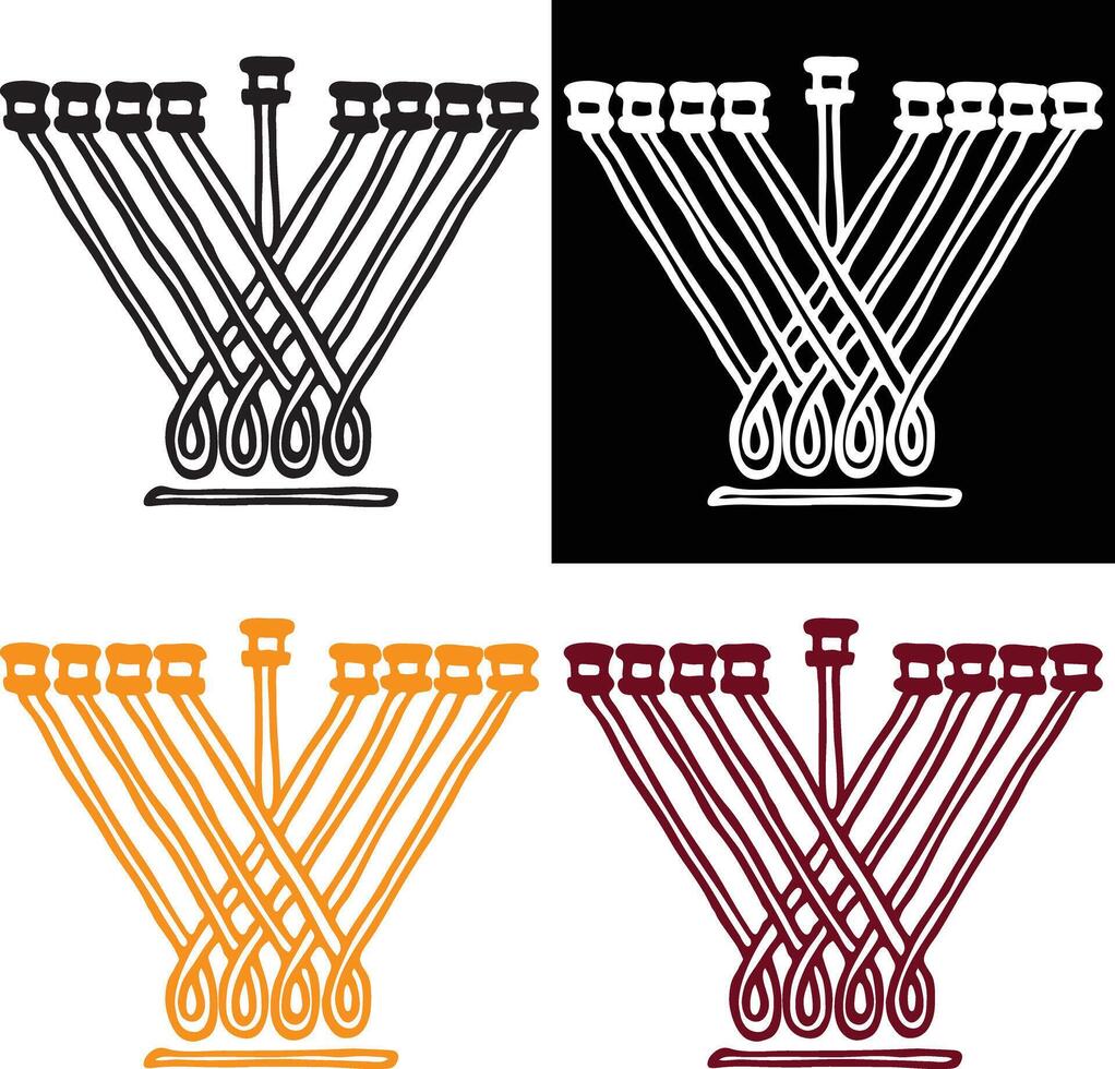 Traditional Hanukkiah Outline Silhouette. Doodle Style vector