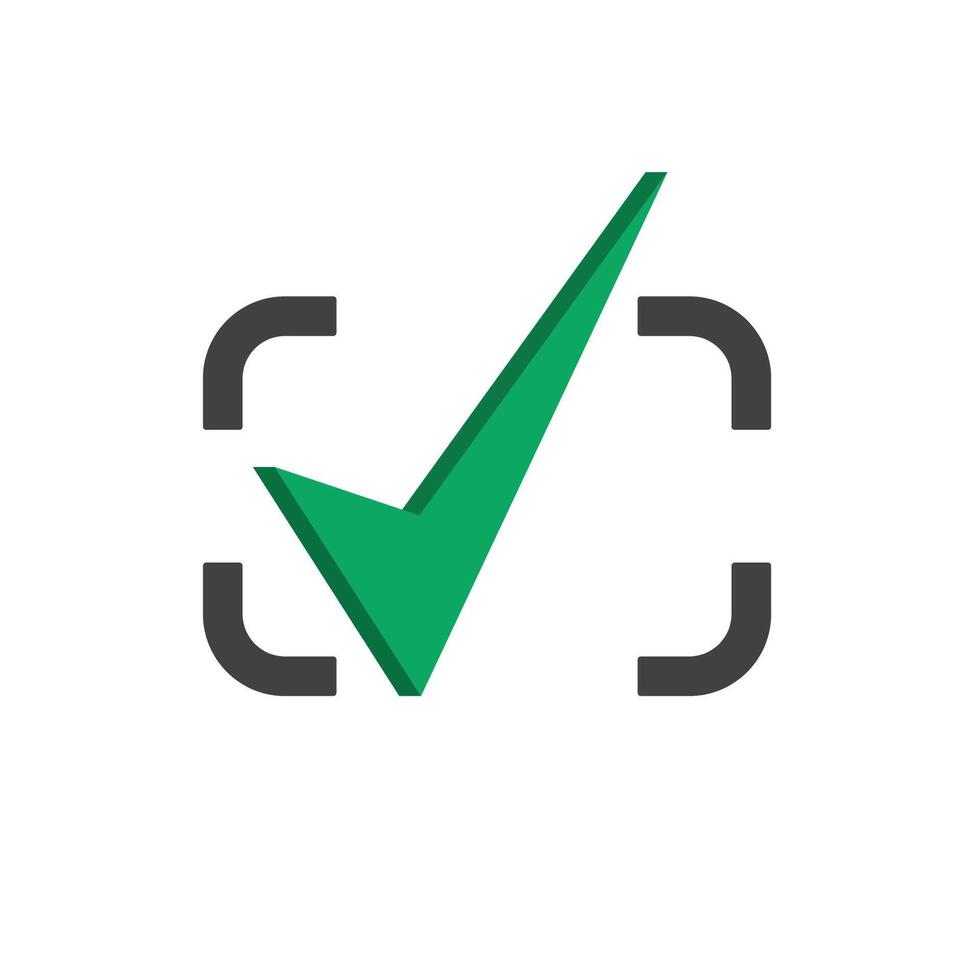 Green checklist icon in square target frame vector