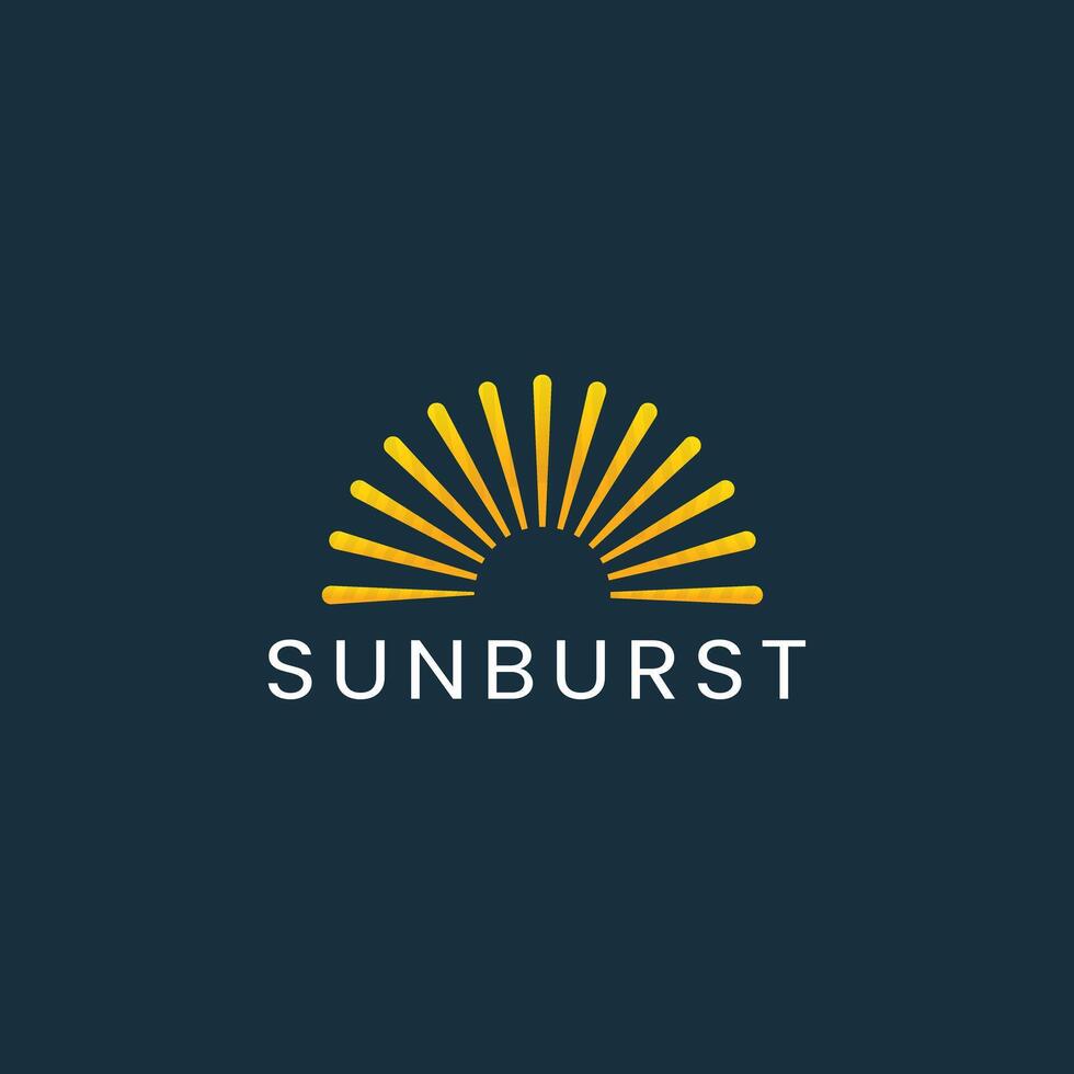 Sun logo. Sunburst logo. Sunburst with yellow line on dark background. Logo design template element for nature and vacation vector