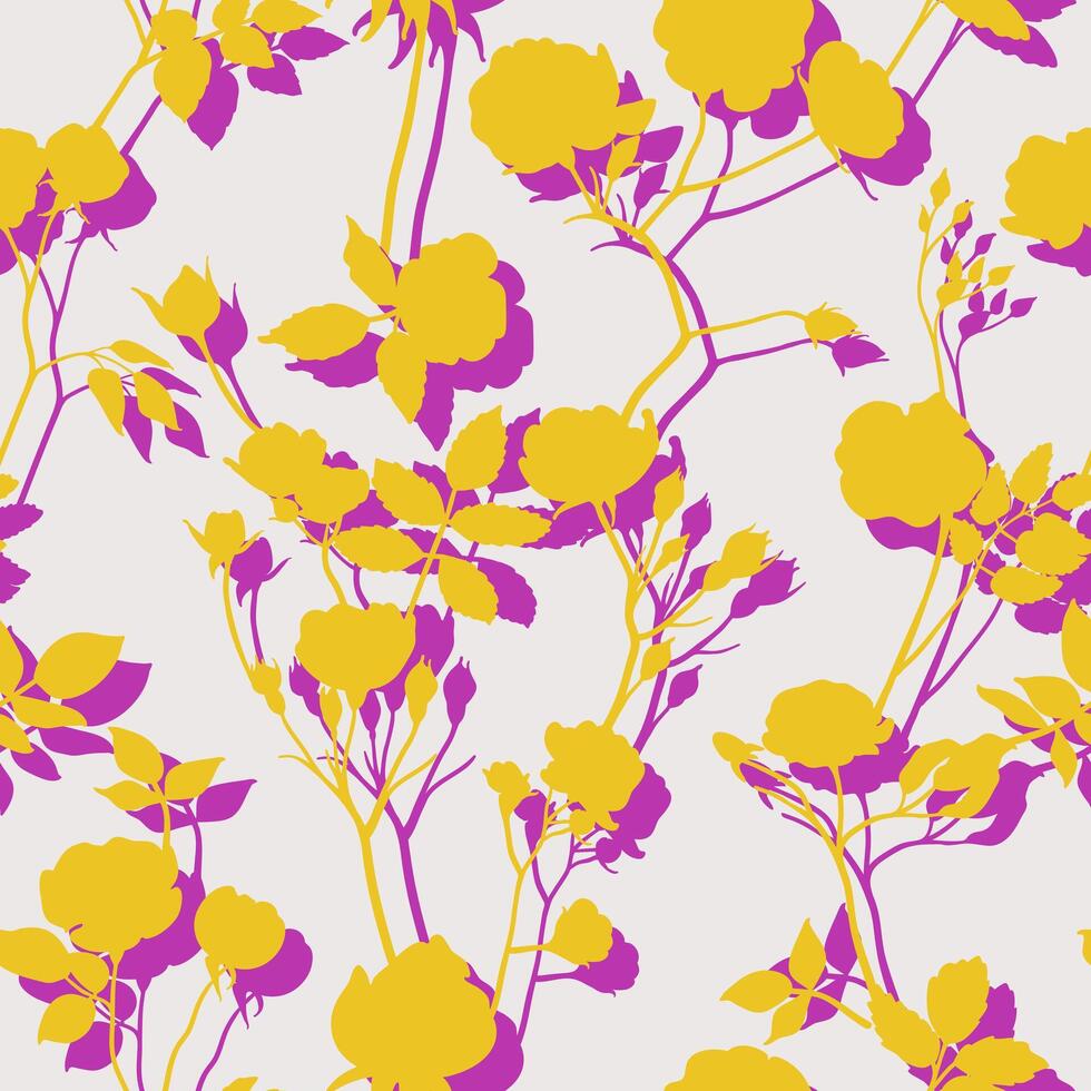 Seamless pattern with light and shadows of roses. Floral design for fabric, textile, wallpaper, wrapping paper vector