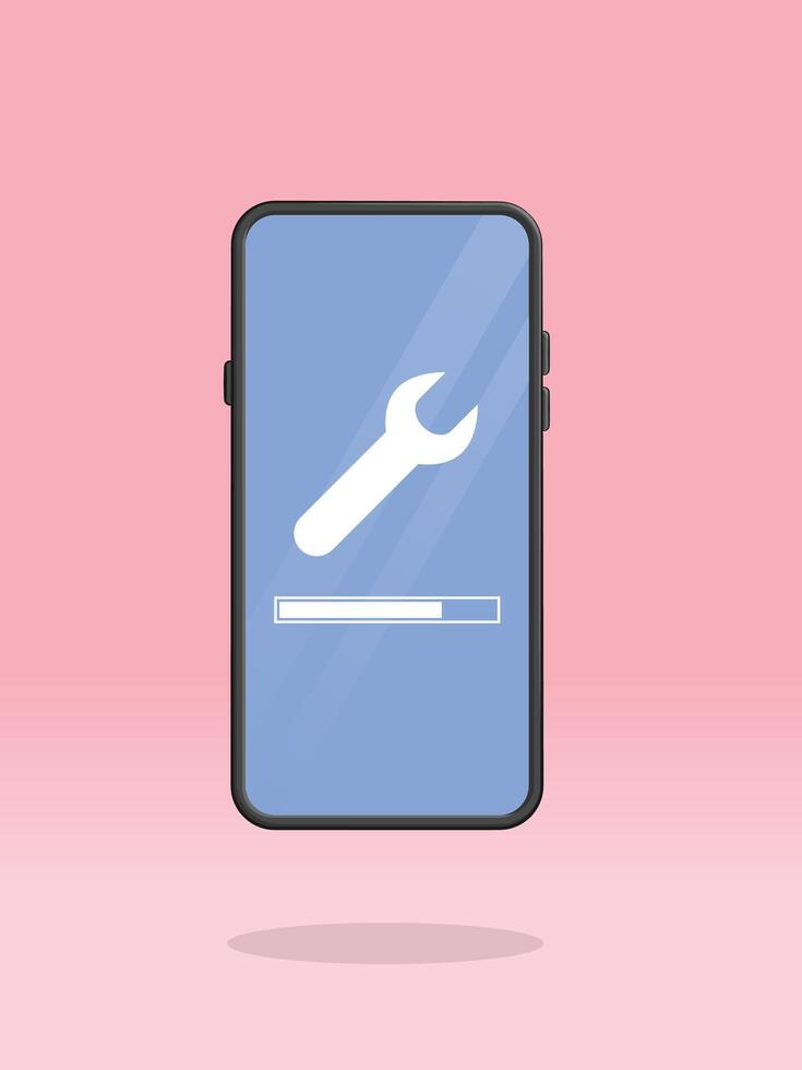 Smartphone Wrench Spanner Loading Progress Bar vector