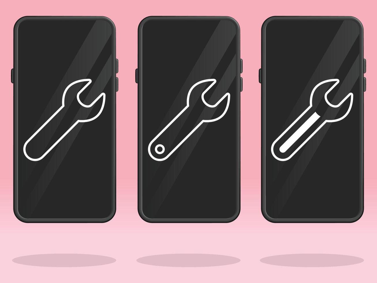 Smartphone Wrench Repairman Spanner Outline on Screen vector