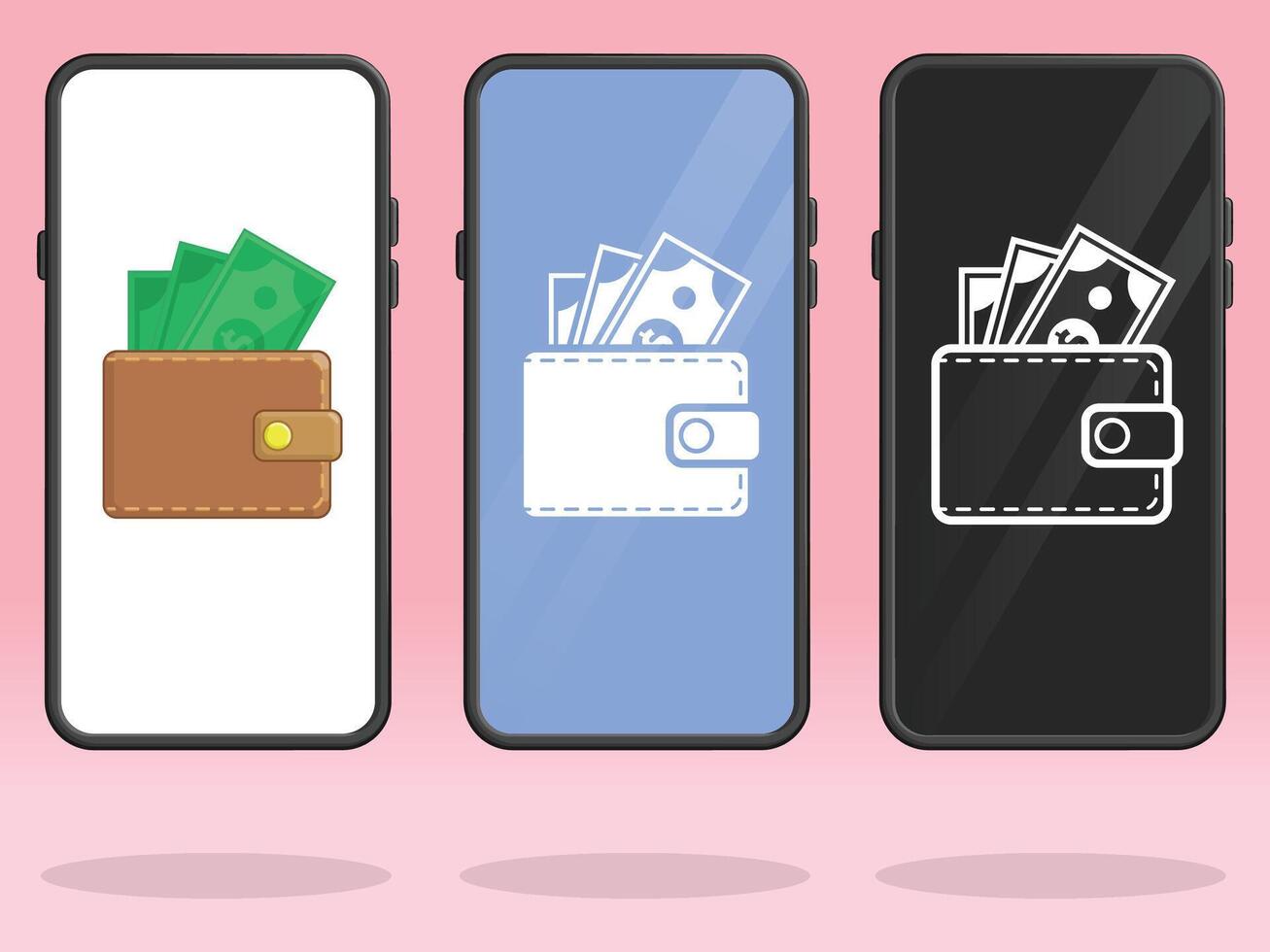 Smartphone Wallet Showing Paper Money Inside vector