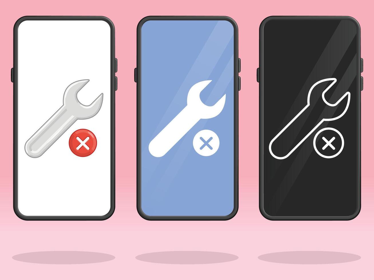 Smartphone Wrench Spanner Cross Repair Failed vector
