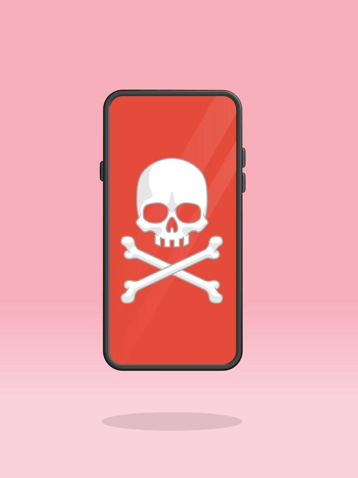 Smartphone Skull Locked Screen Malicious Hack vector