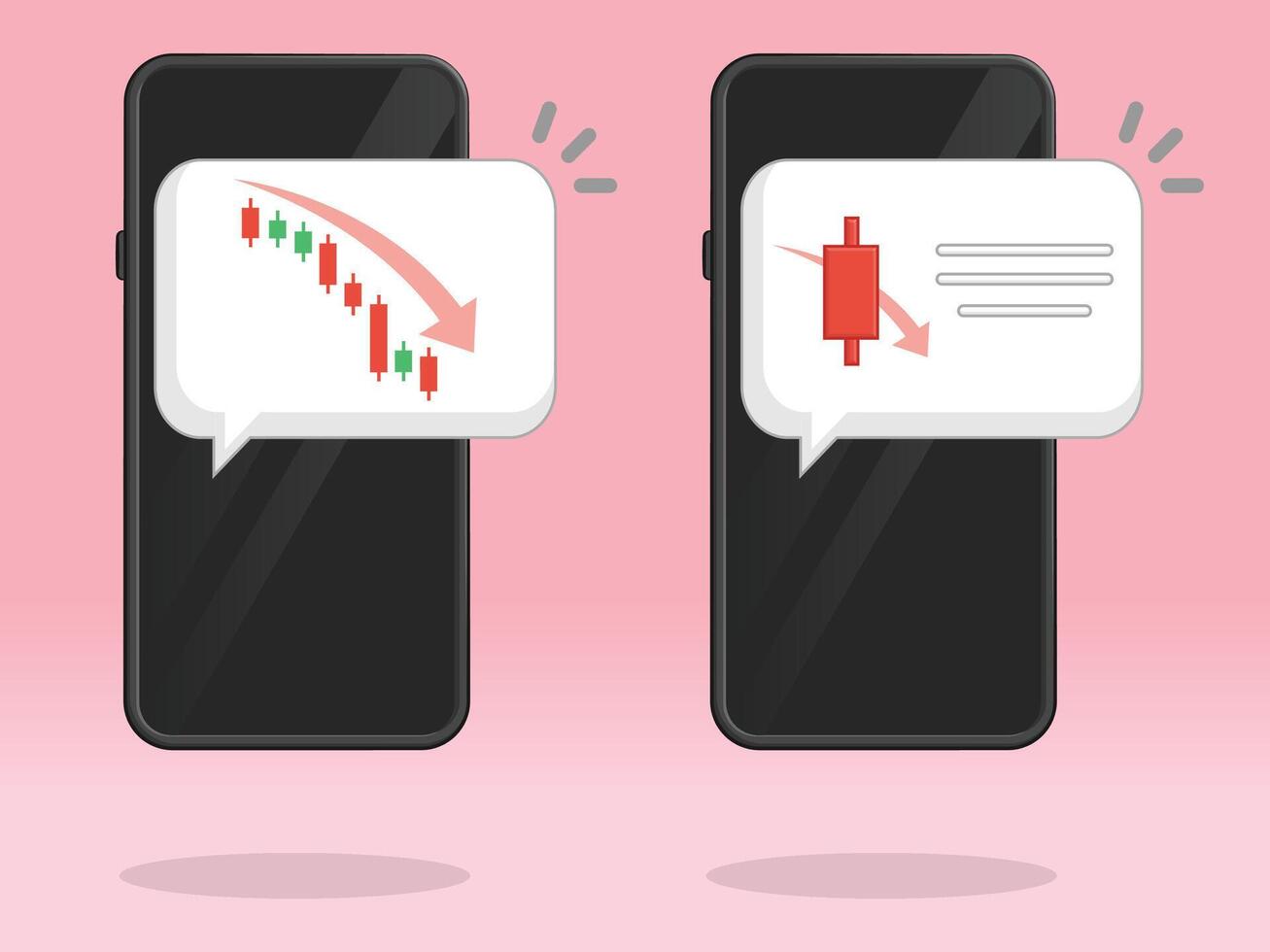 Smartphone Stocks Notification Down Bearish Chart vector