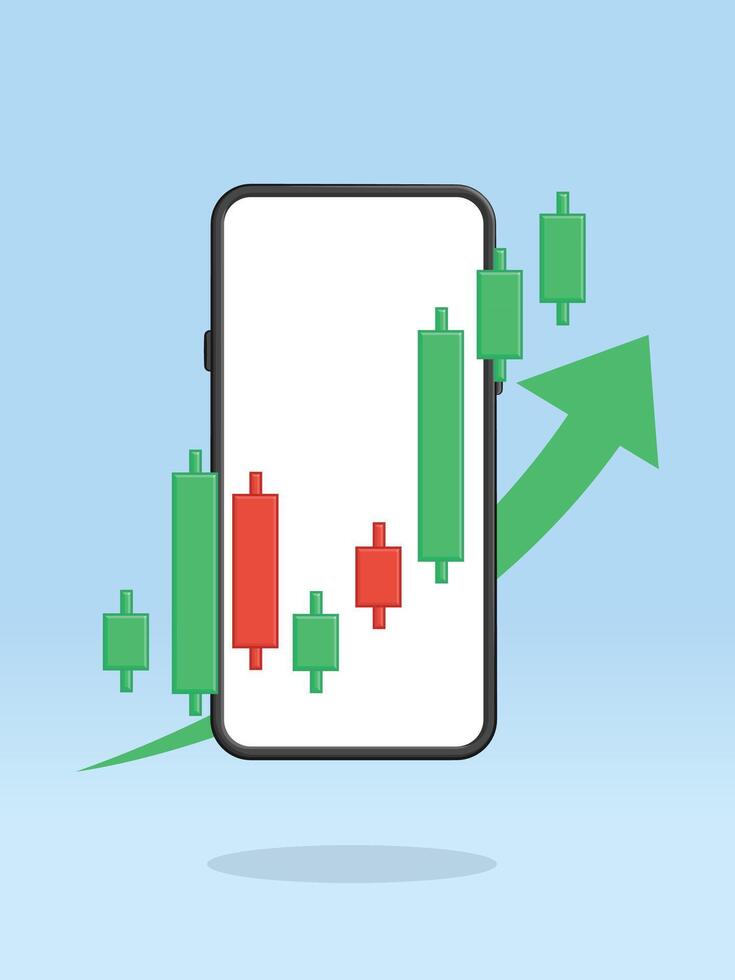 Smartphone Stocks Price Chart Up Arrow vector