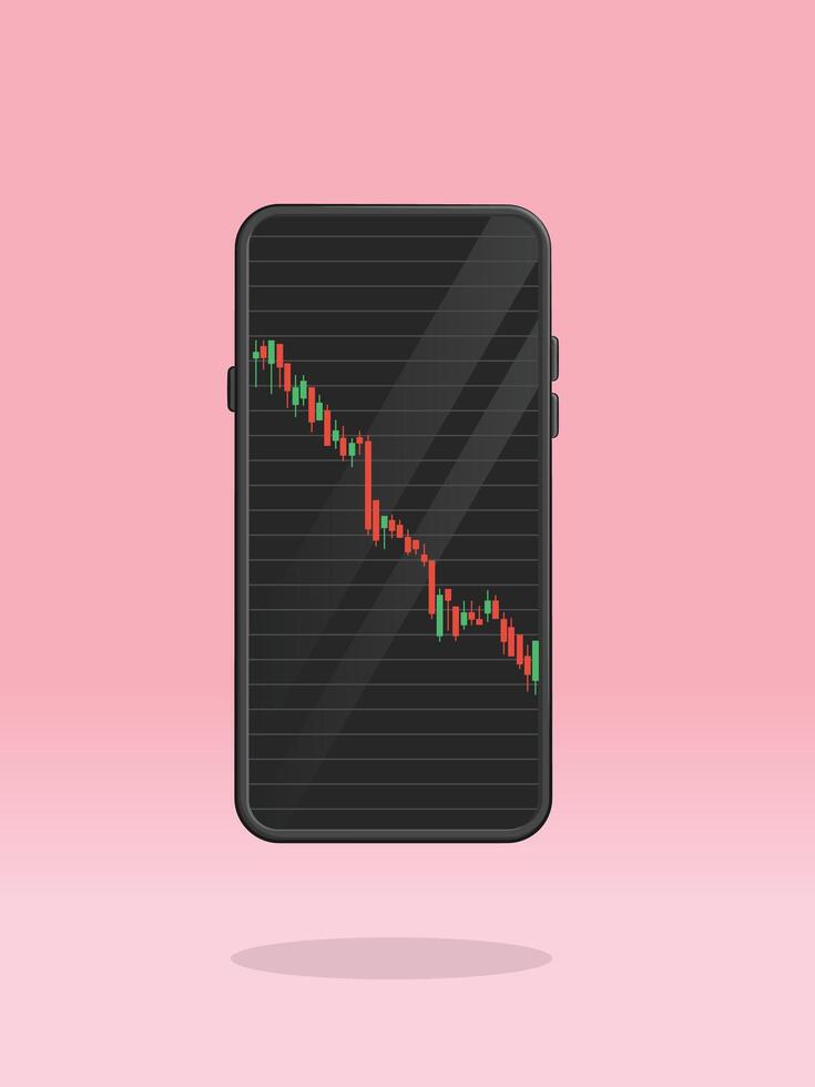 Smartphone Stocks Candlestick Bearish Vertical Chart vector